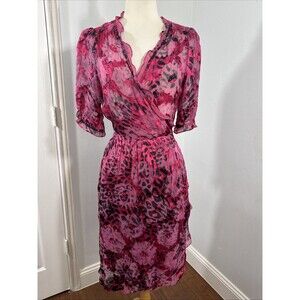 Amanda Bond Wrap Dress Womens Medium Animal Print Cottagecore FairyCore‎